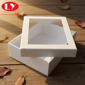 <strong>Decorative</strong> Coated Paper Texture Paper Cardboard <strong>Boxes</strong> <strong>with</strong> Clear Window <strong>Lid</strong> - Product Image 1