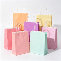Sacs en papier kraft personnalisés avec poignées pour l'emballage alimentaire, les pâtisseries, les gâteaux à emporter, sacs cadeaux écologiques pour le café, le lait et le thé
