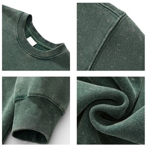 TKAN352D personnalisé hommes hiver Streetwear Style Vintage surdimensionné poids lourd 100% coton lavage à l'acide garder au chaud sweat à capuche col rond - Product Image 3