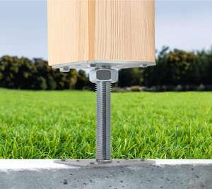 Support de <span class=keywords><strong>poteau</strong></span> avec filetage en acier galvanisé M24 mm, réglable en hauteur, résistant aux intempéries - Product Image 4