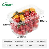 Boîtes d'emballage personnalisées à charnière de 500 g : Contenants en plastique transparent jetables pour fruits et légumes