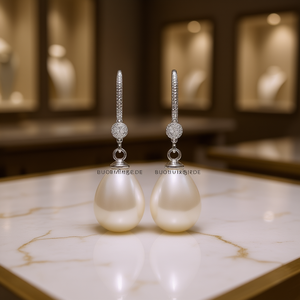 Pendientes de Perlas Akoya en Forma de Lágrima Buobuiriade, Plata 925 con Baño de Rodio, Perlas Cultivadas AAA, Joyería de Boda para Mujer - Product Image 2