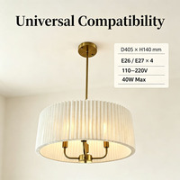 Lampe suspendue élégante et moderne en fer et tissu, avec tige réglable, luminaire décoratif pour la maison