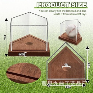 Caja de exhibición de béisbol de madera, soporte cuadrado en forma de cubo para pelotas de béisbol y ping pong, estuche de exhibición de escritorio para hobby, base de madera maciza - Product Image 4