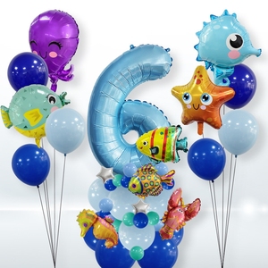 Fournitures de fête d'<span class=keywords><strong>anniversaire</strong></span> à thème Sea World Ocean Party Boy Baby Shower Baby 1st Birthday Birthday Decoration Set Ballons - Product Image 4