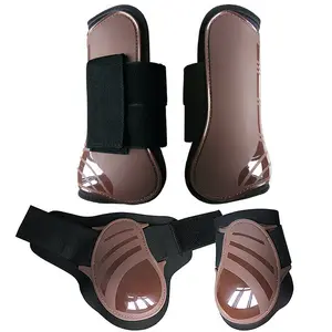 PU Training Jumping Riding Eventing Brushing Horse Boots Lightweight Breathable Front & Hind Boots Legs Protector one set