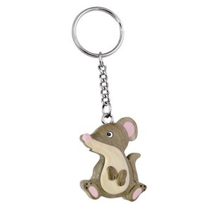 Llavero de madera con forma de ratón, mini colgante de animal para llaves y bolsos - Product Image 1