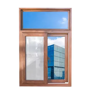 New style good quality customized size soundproof wood color upvc sliding window with screen