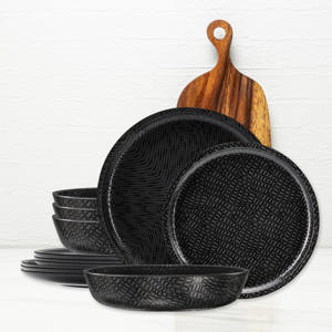 Juego de vajilla de Melamina negra de lujo de 12 piezas - Product Image 4