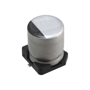 Condensador de Montaje Superficial Original CAP ALUM 10UF 20% 63V SMD UCZ1J100MCL1GS 10 uF - Product Image 1