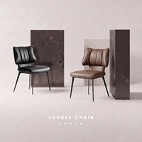 Chaise de salle à manger moderne minimaliste avec structure en acier et revêtement en cuir, meubles de salle à manger durables pour la maison