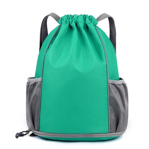 Unisex Orange Drawstring Backpack with Mesh Side Pockets Polyester Material Gym <b>Bag</b> Breathable Softback Design - Product Image 3