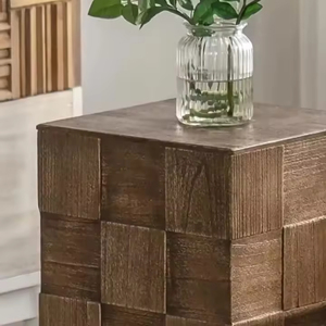 โต๊ะกาแฟไม้เนื้อแข็งสไตล์อเมริกันโมเดิร์น ทนทาน ดีไซน์แบบวาบิซาบิ สำหรับห้องนั่งเล่น วางข้างโซฟา โต๊ะข้างเตียง มีช่องเก็บของ - Product Image 2