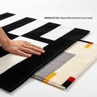 Tapis en fausse laine noir et blanc à motifs géométriques, tapis à poils moyens pour salons modernes et minimalistes