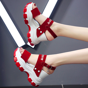 Stock Fashion Casual Sneakers Black Wedge High Heels Sandals Platform Shoes for Women and Ladies - Product Image 3