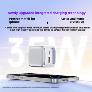 อะแดปเตอร์ชาร์จเร็ว 35W GaN <span class=keywords><strong>หัว</strong></span>ชาร์จแบบสองพอร์ตพร้อมสายเคเบิลข้อมูล Type-C แบบยืดหดได้ในตัว เหมาะสำหรับไอโฟน - Product Image 5