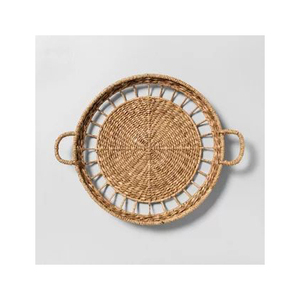 Plateau décoratif en rotin et corde de chanvre tissé à la main 2025 panier de rangement et de service rustique écologique pour l'herbe de mer de style à la maison - Product Image 1