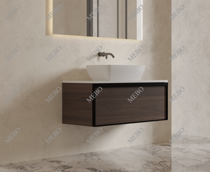 Mueble de Baño Moderno Flotante <span class=keywords><strong>MEBO</strong></span>, Gabinete con Cajones con Acabado en Madera, Espejo LED Retroiluminado, Muebles de Baño - Product Image 4