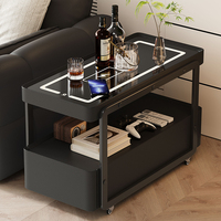 Table d'appoint minimaliste moderne, chariot en bois mobile avec prise de charge sans fil, table basse pour salon