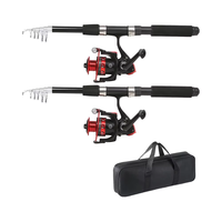 Tripquips 6.9ft 2Pcs Telescopic Carbon Fiber Lure Fishing Rods Set Spinning Reel Combo Slow Action Right Hand Bass Rod 950g Wood
