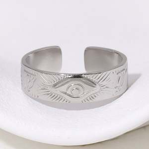Anillos Abiertos de Acero Inoxidable con Diseño Misterioso del Ojo de Horus para Hombre y Mujer - Product Image 3