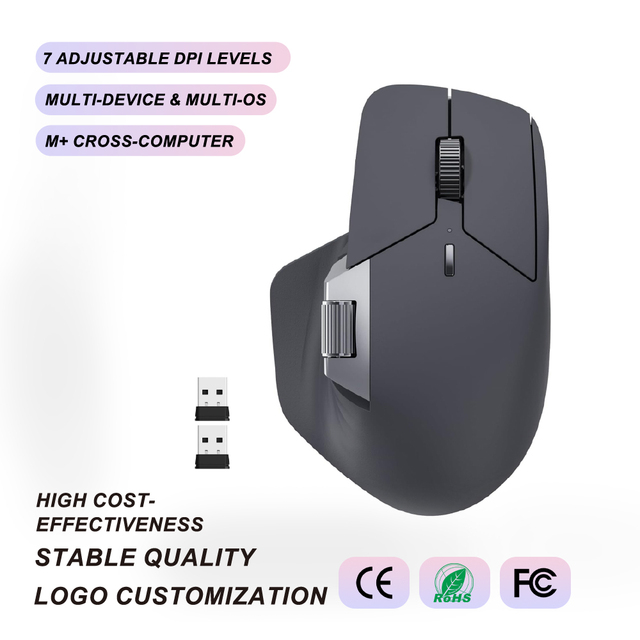 Wireless Mouse, NearLink + 5.0 Multi-Device, 12K DPI, 2K Polling, Ergo for Work & Gaming, 11 Programmable Buttons,