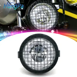 Universal LED 5.75 Inch Grill Headlamp Front Light Motorcycle Headlight for Cafe Racer Motorcycle Lighting Systems