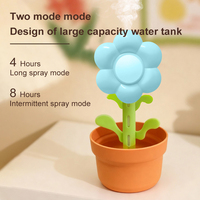 Humidificateur miniature de haute qualité à deux modes de brumisation, 280 ml, 7 couleurs de lumière, fleurs, pour la maison, la chambre à coucher, le bureau