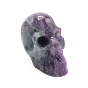 Crâne sculpté à la main en pierre de fluorite violette naturelle - reiki/chakra/guérison - artisanat en cristal - poids 334 g (0,74 lb) et 2 - Product Image 2