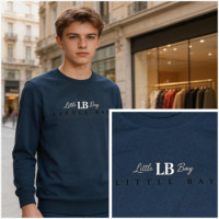 T-shirt à manches longues en jersey 100 % coton peigné 32S, tissu fin 150 GSM, coupe décontractée pour les affaires, pour les 7-28 ans