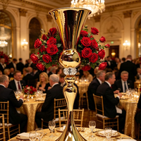 Support à fleurs moderne en fer doré de luxe, grand centre de table en métal pour la décoration de mariages et d'événements festifs
