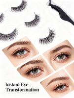 5 paires de faux cils synthétiques réutilisables auto-adhésifs, sans colle, sans cruauté, faits à la main, naturels, fins et légers