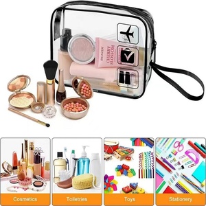 Sac cosmétique transparent en PVC imprimé sur mesure, étanche, avec fermeture éclair, motif lettres, style tendance, taille personnalisable - Product Image 3