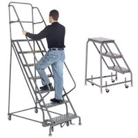 Plataforma de Trabajo Móvil de Acero Enrollable para Uso Industrial, Escalera Portátil de Aluminio para Almacén con Pasamanos.