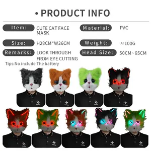 Cute Cat Head Mask Funny Plush Cat Masks Halloween Masquerade Party Cosplay Props Christmas Animal Masks