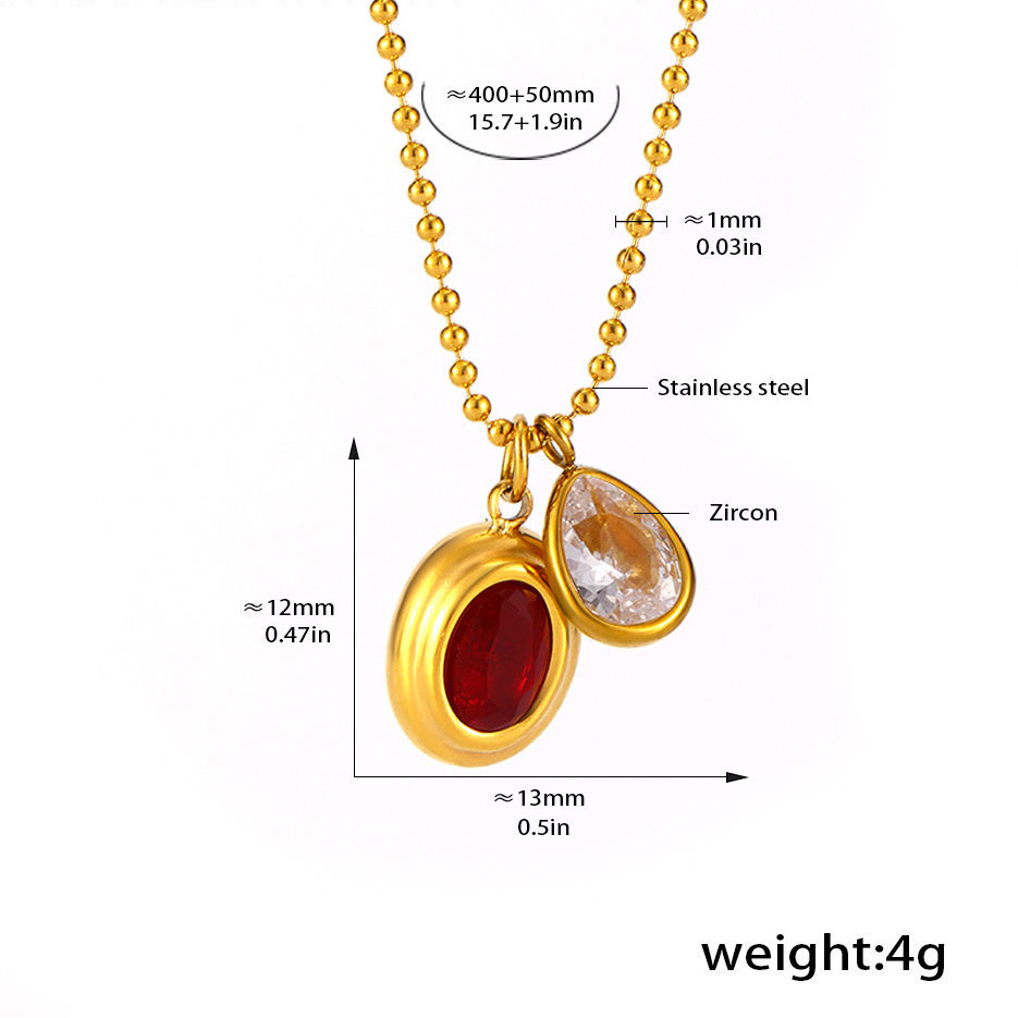 Two Pendants - Gold/Red/Crystal