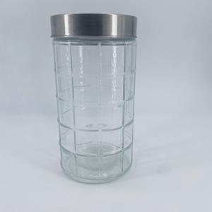 Vente en gros <span class=keywords><strong>de</strong></span> bocaux hermétiques transparents à grille carrée <span class=keywords><strong>de</strong></span> 500ml avec couvercles en métal pour le stockage des aliments - Product Image 1