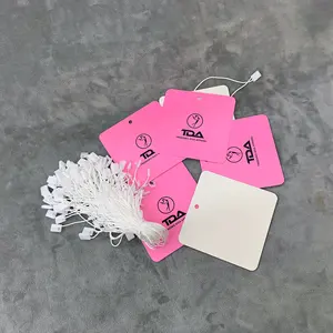 Nieuwste Custom Eco Vriendelijke Apparel Fashion Sieraden Label Kraftpapier Roze Vierkante Zoom Hang Tags Voor Kleding