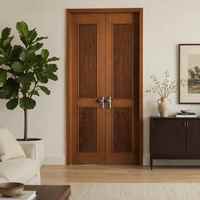 Porte intérieure en bois massif Merbau de qualité supérieure, style moderne du milieu du siècle, panneau vertical, pour chambre, villa, bureau, porte de maison en bois OEM