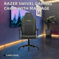 Chaise pivotante ergonomique Razer en tissu PU avec fonction de massage extensible, coussin en éponge douce, design pliable et rotatif, refroidissement pour le jeu