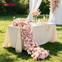Chemin de table floral artificiel blanc en cascade pour mariage, arrangement floral pour table d'honneur, décoration d'événements en extérieur