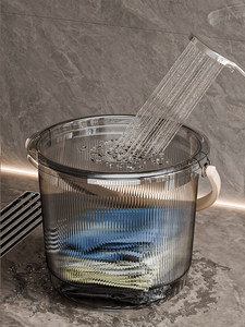 Ensemble <span class=keywords><strong>de</strong></span> seaux à linge ménagers avec couvercle en <span class=keywords><strong>plastique</strong></span>, stockage d'eau, shampoing, <span class=keywords><strong>bain</strong></span>, transparent, anti-goutte, protection solaire - Product Image 4