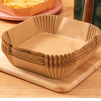 Revêtement jetable carré en pulpe alimentaire pour friteuse à air, double face, enduit d'huile, 8 pouces, résistant à la graisse, imperméable, écologique, pour four