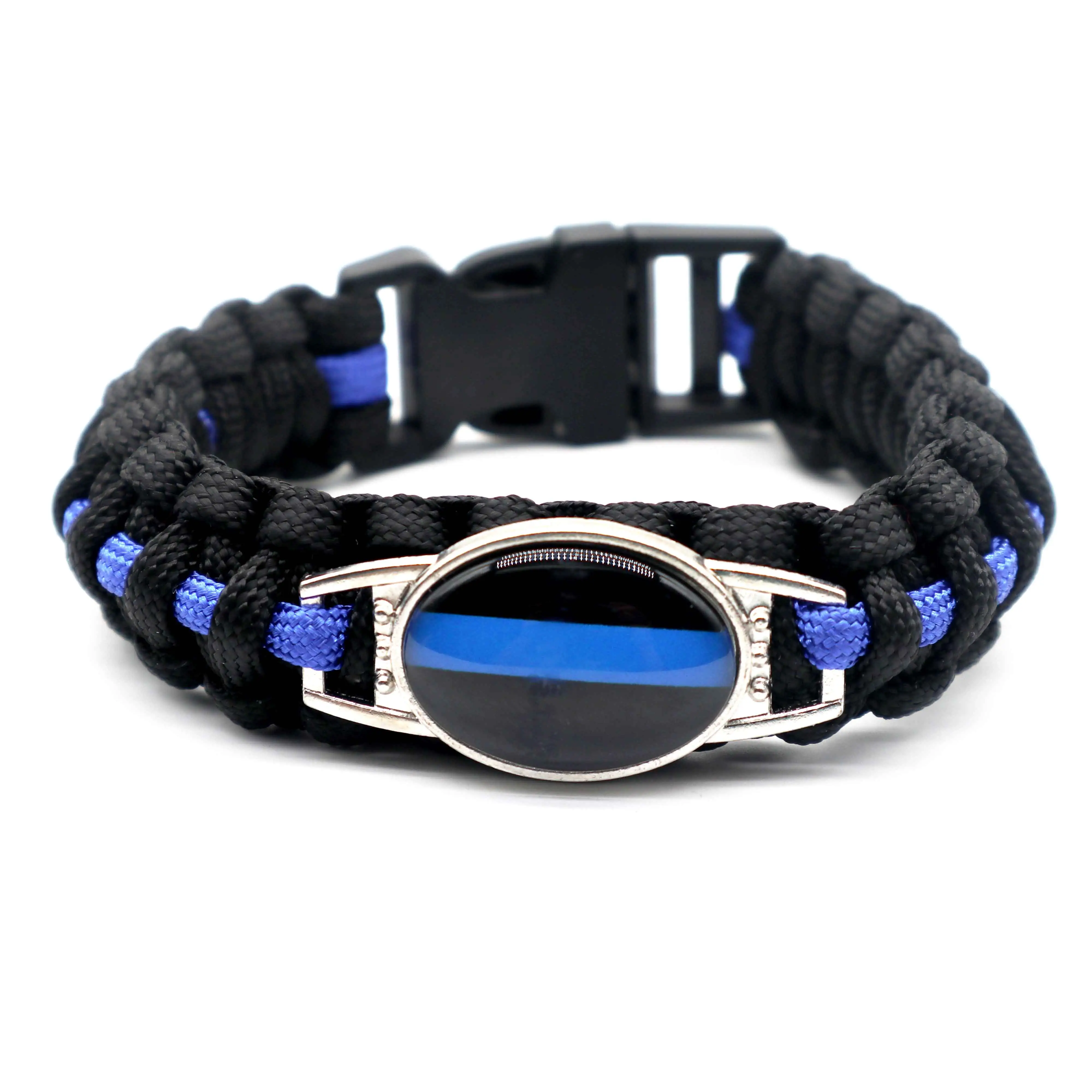 Custom thin blue line braided bracelet fashion design braided friendship bracelets fabricant bracelet