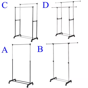Percha ajustable de acero para ropa, organizador, estante para ropa, riel resistente con ruedas, almacenamiento de ropa - Product Image 6