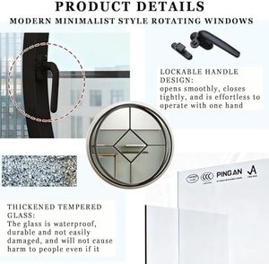 360 °   <span class=keywords><strong>Finestra</strong></span> Girevole per Capanno, Ricambio Rotondo in Lega di Alluminio per Casetta da Giardino e Casa, Oblò Circolare Durevole - Product Image 4