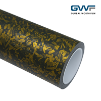 Film de protection pour carrosserie de voiture en vinyle PET effet carbone forgé brillant, sans bulles