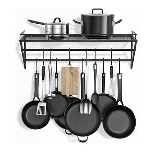 रसोई की दीवार फांसी भंडारण रैक कटोरे प्लेट लोहे के बर्तन और सीज़निंग रैक काले धातु कार्टन भंडारण धारक और रैक कास्ट आयरन - Product Image 6