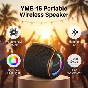 Top Selling Compact Portable TF USB FM TWS 10m Stable Connection IPX4 YMB-15 for <b>Speaker</b> 8W RGB LED - Product Image 4