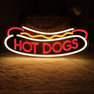 Enseignes au néon <span class=keywords><strong>HOT</strong></span> DOGS pour la décoration murale, lumières au néon pour les magasins de <span class=keywords><strong>HOT</strong></span> DOGS, enseignes commerciales LED pour les restaurants de restauration rapide, cadeau, art mural suspendu - Product Image 1